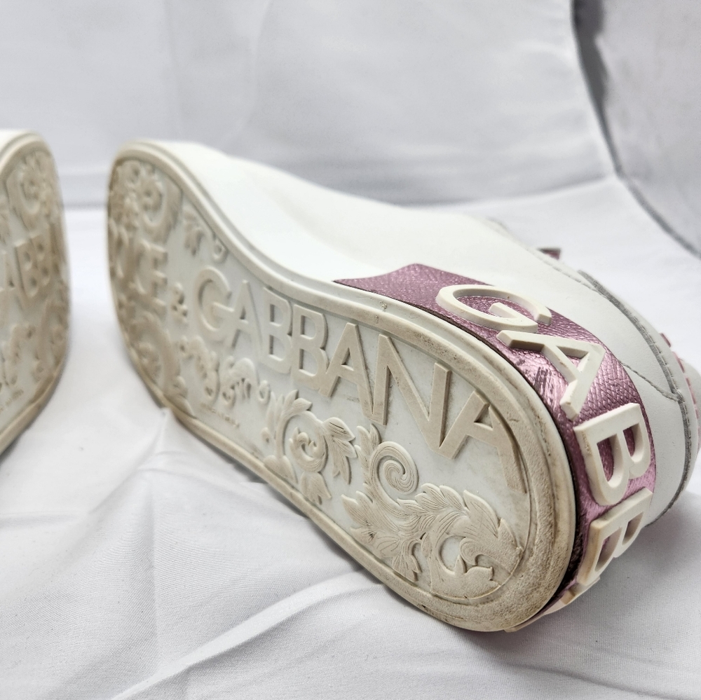 Authenticated Dolce & Gabbana Women Pink & White Sneakers Shoes Size 7/37.5 - Picture 16 of 16